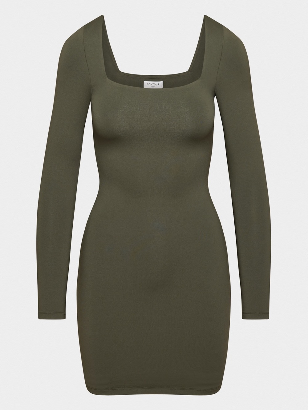 Aritzia Contour Squareneck Longsleeve Mini Dress in Olive